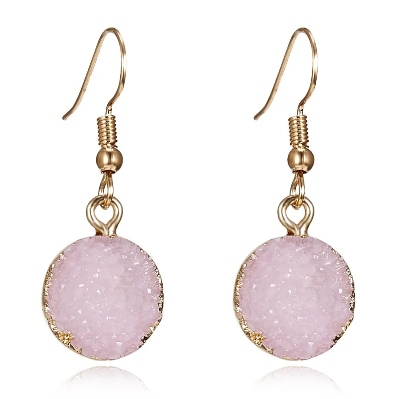 ER18Y0545-1 Rinhoo модные полимерные геометрические круглые серьги-подвески из натурального камня, модные ювелирные изделия для женщин, подарок - Окраска металла: ER18Y0545-1