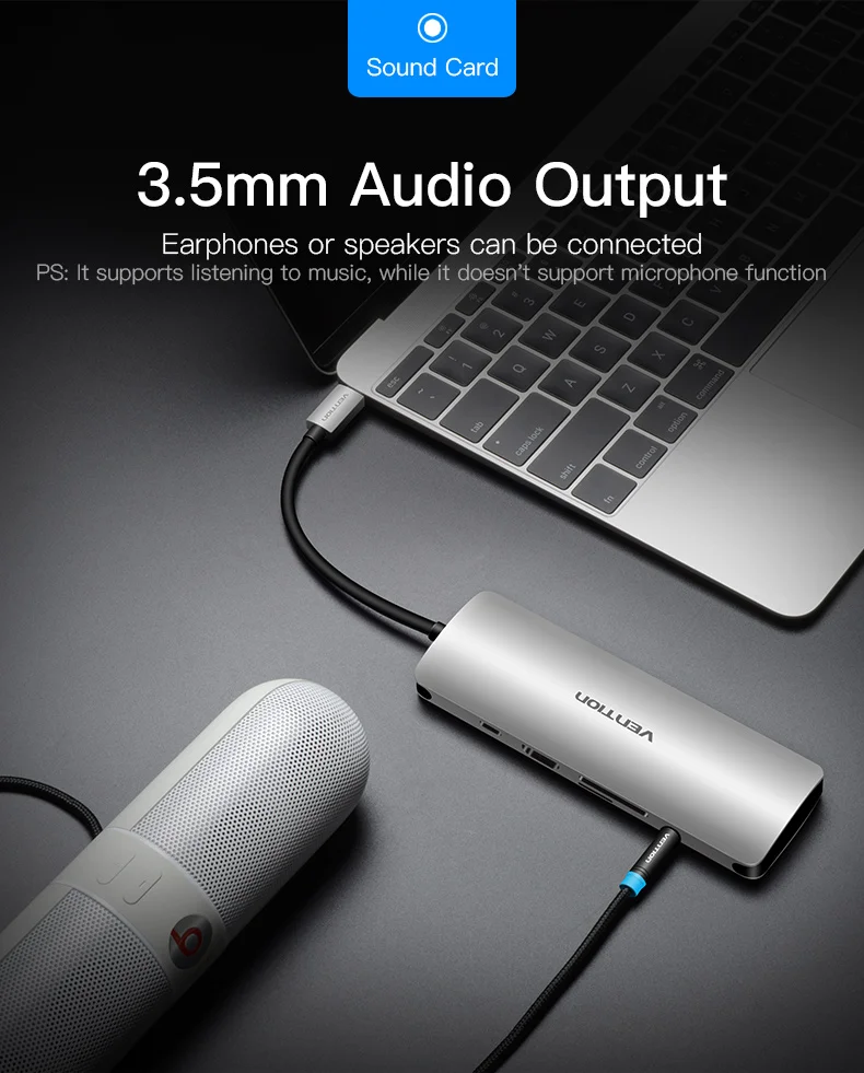 Vention USB-C концентратора Тип C концентратор USB 3,0 Thunderbolt 3 HDMI 3,5 мм аудио RJ45 адаптер для MacBook Pro samsung Galaxy S9 USB C концентратора