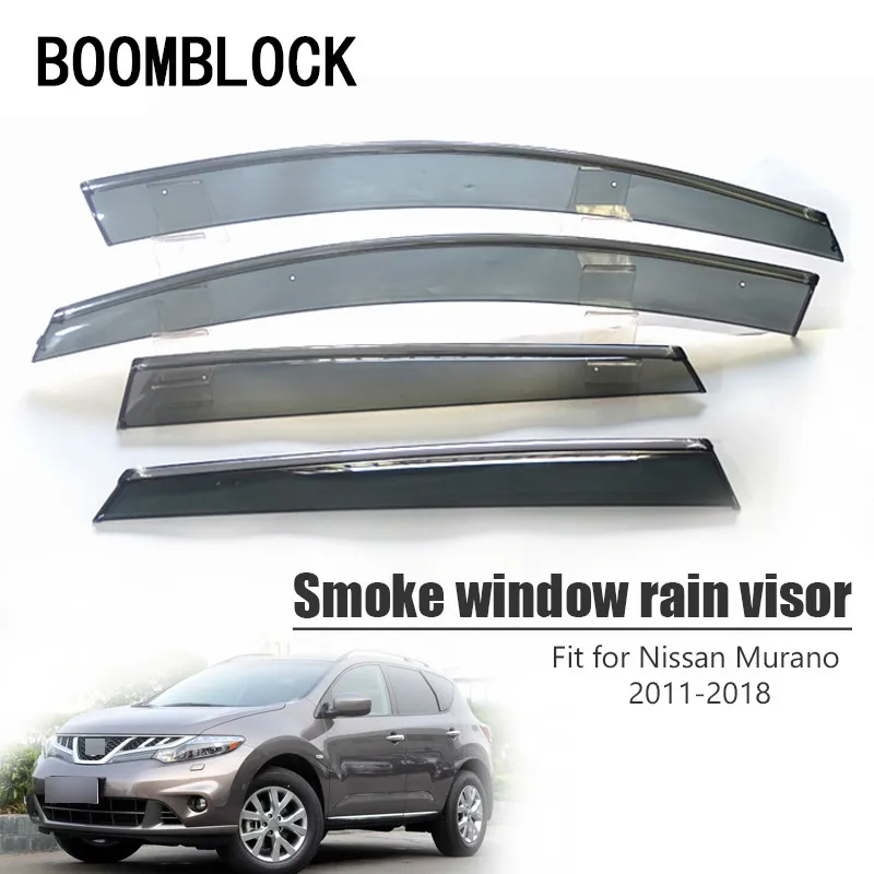 

BOOMBLOCK 4pcs Car Covers Window Visor Sun Rain Wind Deflector Awning Shield ABS For Nissan Murano 2011-2017 2018