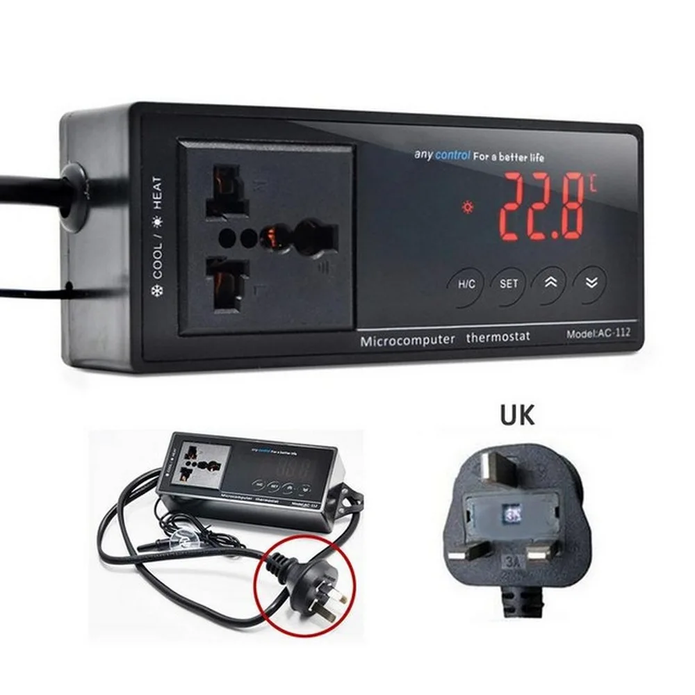 UK Plug Цифровой термостат регулятор температуры Интеллектуальный универсальный разъем вкл/выкл аквариума теплицы регулятор температуры - Цвет: UK Plug