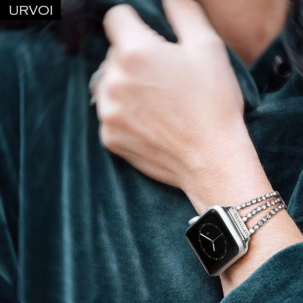 Браслет URVOI для Apple Watch series 6 SE 5 4 3 2 1 женский модный браслет с линиями из циркония