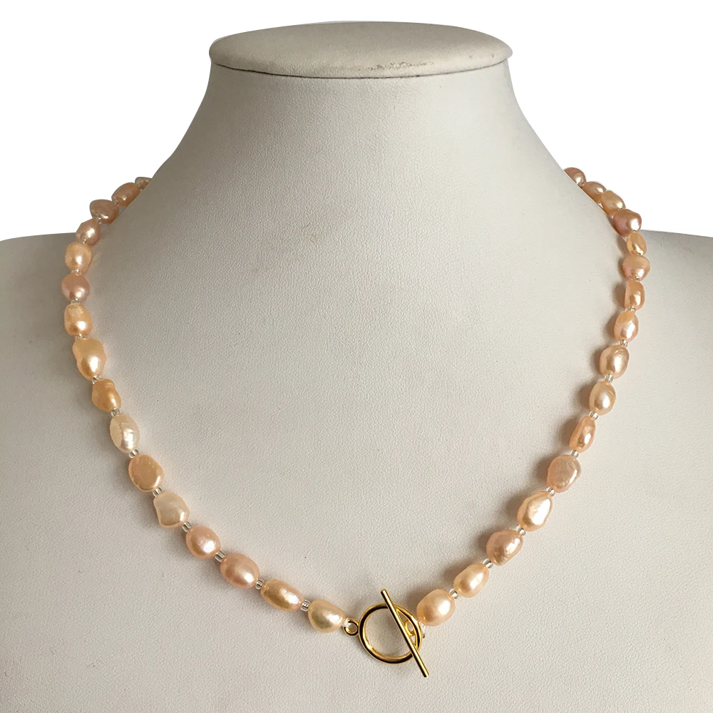 Ожерелье из 100% натурального пресноводного жемчуга ожерелье серебра и золота в