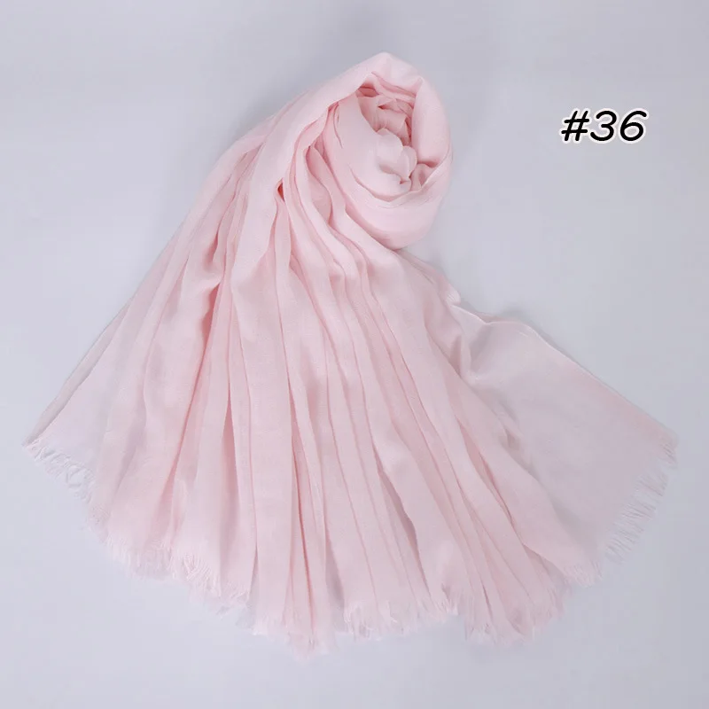 190*120cm oversize women muslim plain frayed hijab scarf femme musulman headscarf islamic shawls crinkle solid pashmina hijabs