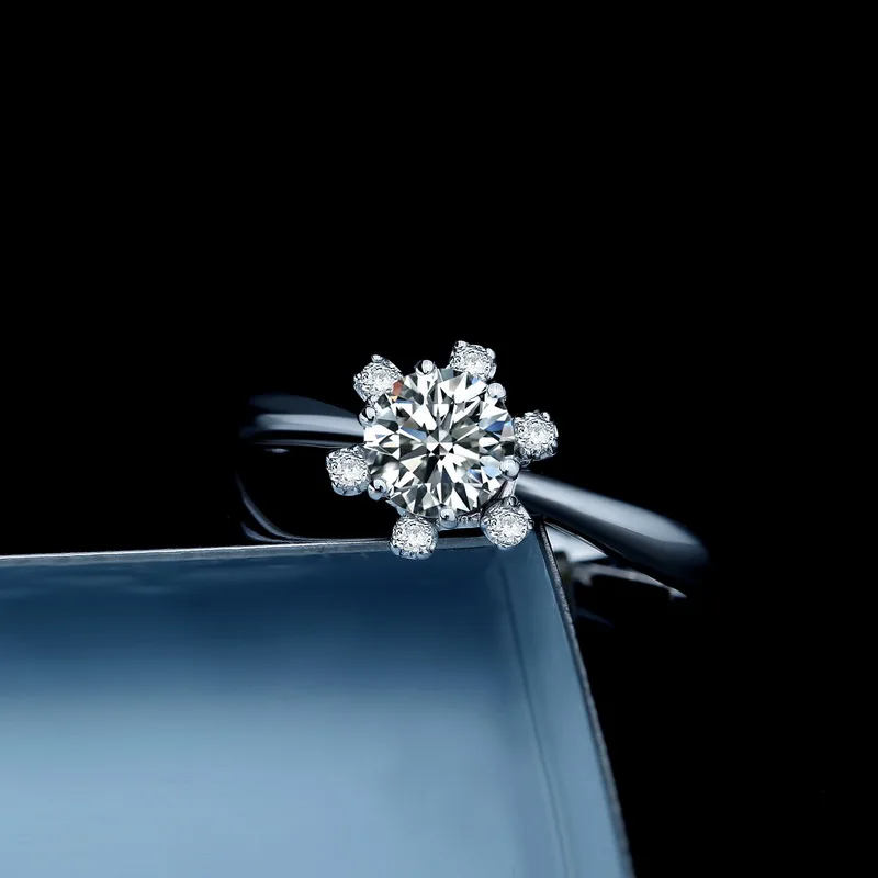 Женское кольцо с муассанитом из белого золота 18 К 0 5 карат|ring for|rings for womenring style |
