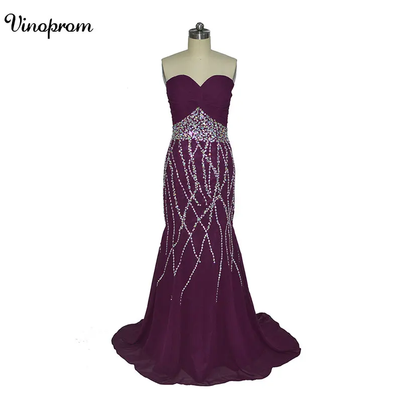 

Sexy Sweetheart Neck Mermaid Chiffon Lace Beaded Long Prom Dresses Backless Court Train Evening Dresses