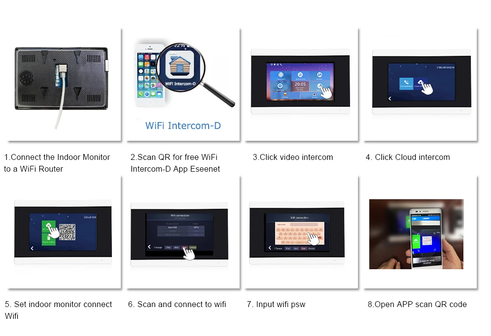 IP дверной телефон wifi видеодомофон видео дверной звонок 7 ''сенсорный экран для 4 отдельных квартиры/может добавить газ/дым/вода датчик сигнализации