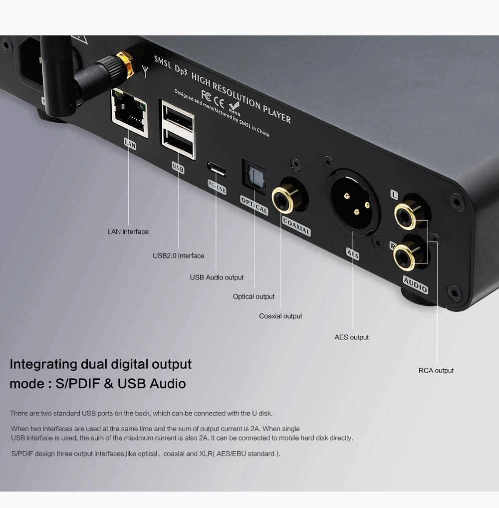 Используемые продукты SMSL DP3 DAC ES9018Q2C USB Декодер Усилитель сбалансированный цифровой BT4.0 LAN сеть wifi DSD коаксиальный/оптический DAC аудио усилитель