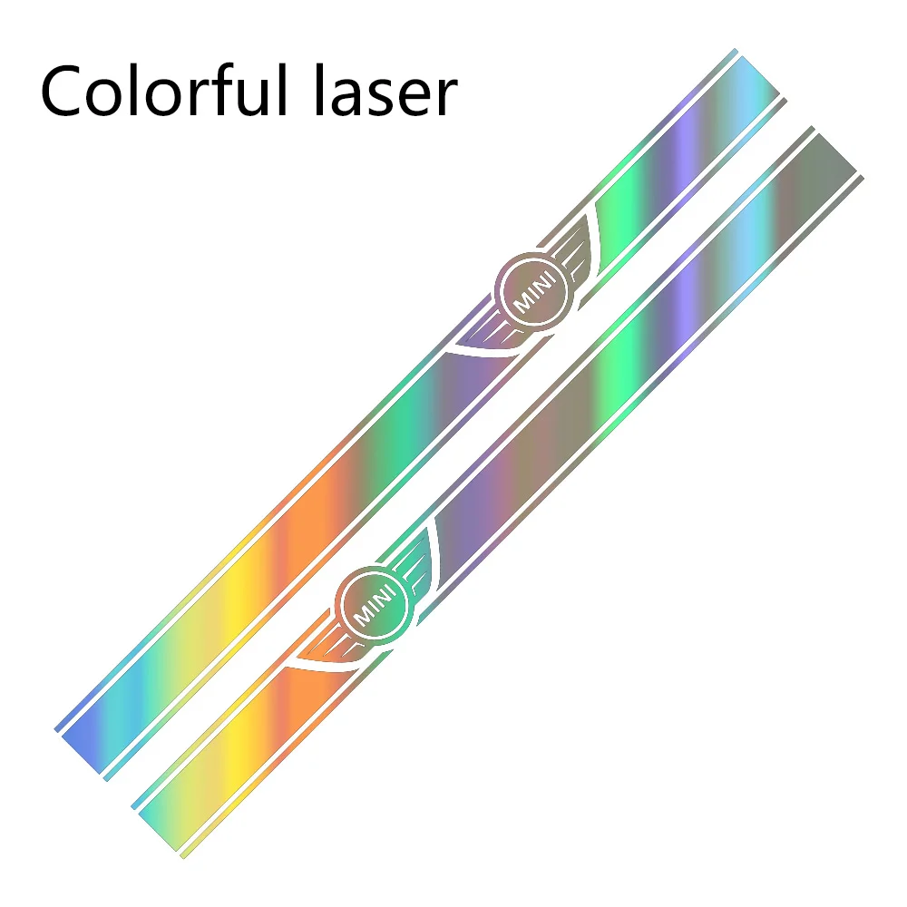Colorful Laser 2 шт. автомобиль длинные штаны с полосками, Стикеры для Mini Cooper R56 R57 R58 R50 R52 R53 R59 R61 Countryman R60 F60 F55 F56 F54 аксессуары «сделай сам» - Color Name: Colorful Laser