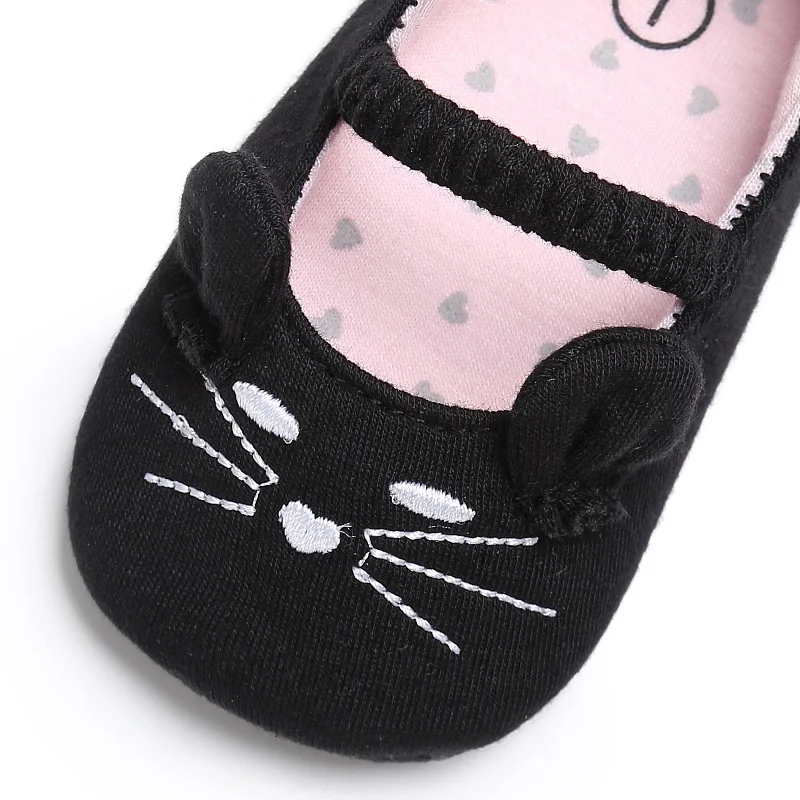 

Newborn Baby Girls Princess Crib Babe First Walkers Cute Cat Prewalkers Soft Bottom Shoes