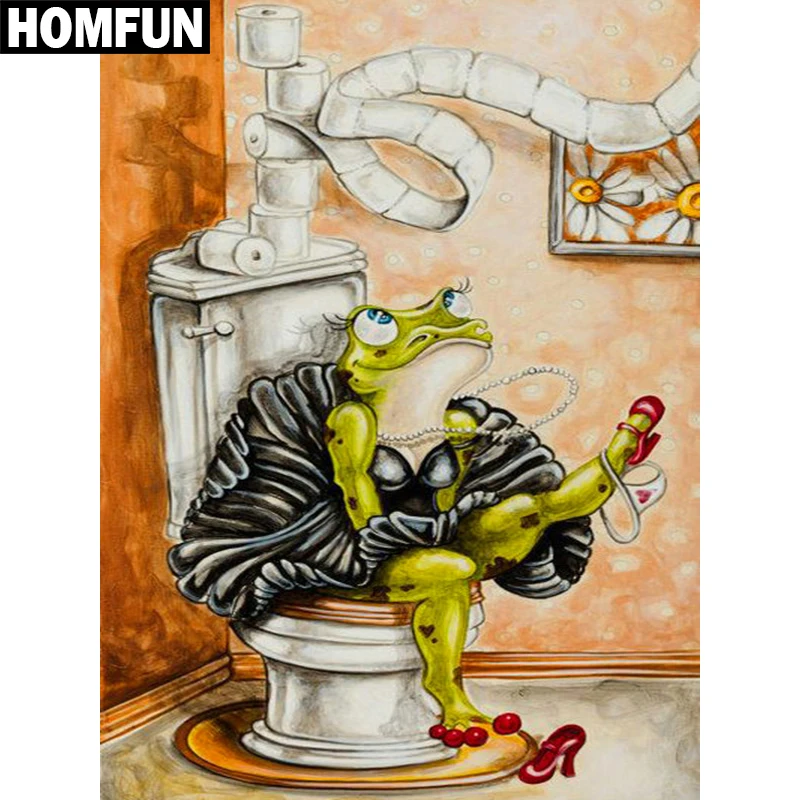 Алмазная живопись HOMFUN A00352 картина Туалет лягушка с полными квадратными/круглыми