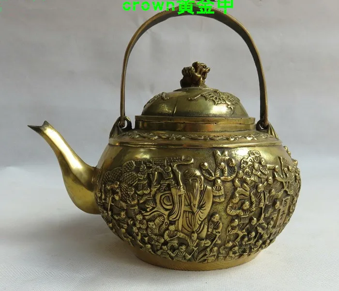 

100 медный чайник из чистой латуни для дня рождения, античный латунный чайник, чайник, бронзовый декоративный чайник Fushou, художественная статуя комнаты