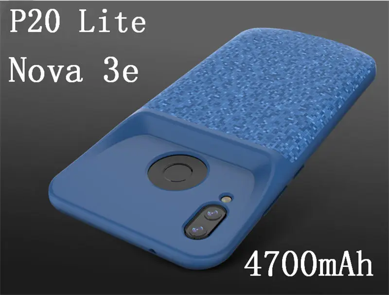 Силиконовый чехол для зарядного устройства для huawei P20 P30 Lite Nova 3e Honor 10 8 9 чехол s Зарядка задняя крышка Внешний аккумулятор - Цвет: p20lite-blue