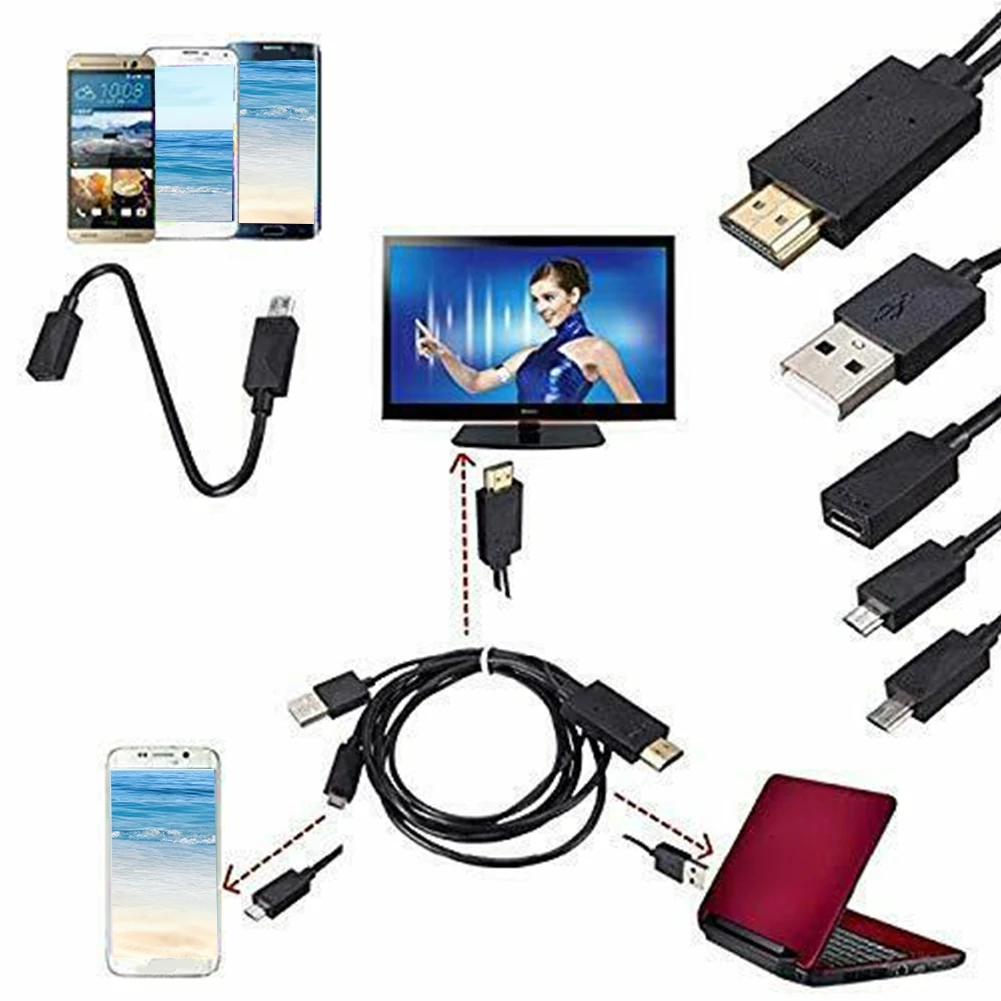Micro USB к HDMI HD tv простой в использовании адаптер зеркального отображения кабель