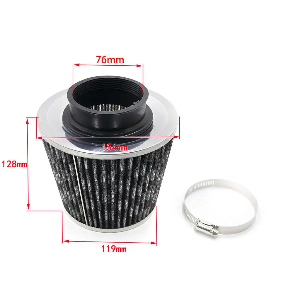 CNSPEED Air Filter 3&quot inch 76mm Intake Height High Flow Cone Cold Performance YC100775 BK|cold air intake|air intake filterintake filter |