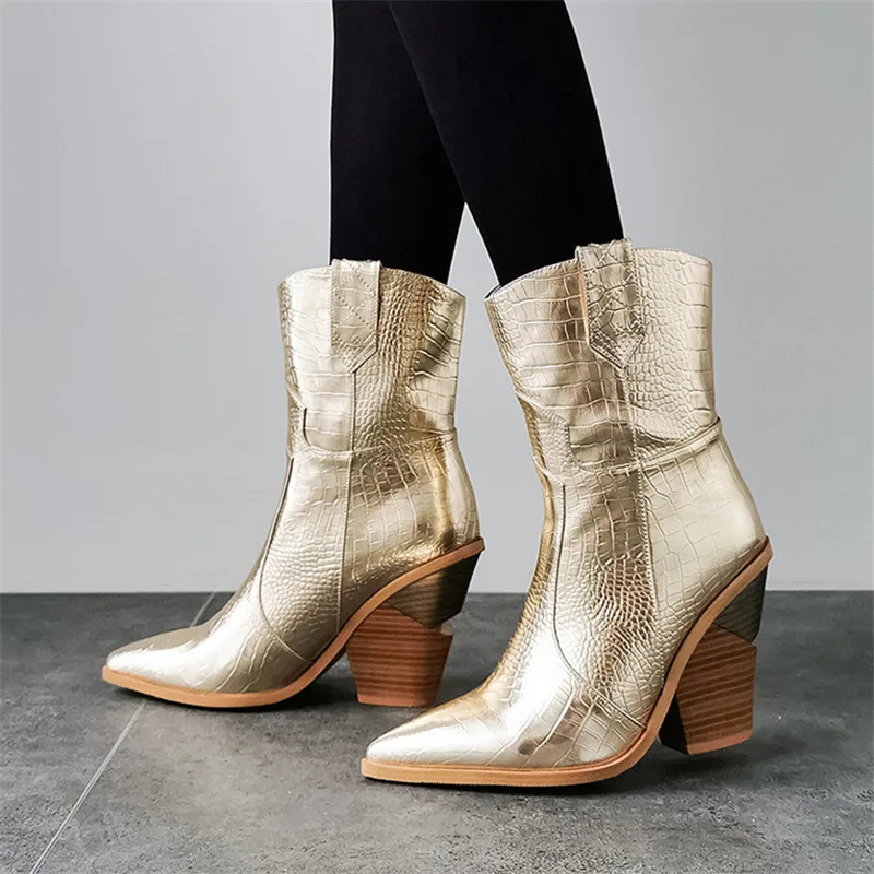 MORAZORA Size 34-46 New Brand ankle boots for women thick high heels ladies autumn winter boos gold silver fashion women boots