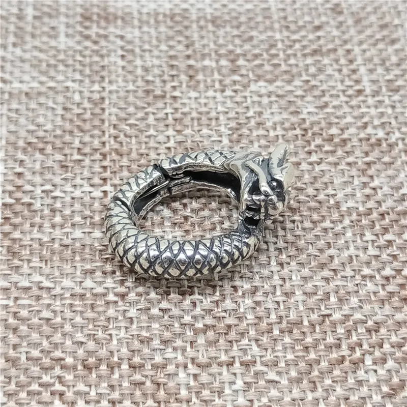 925 пробы Серебряный окисленный Дракон застежка карабин для браслета