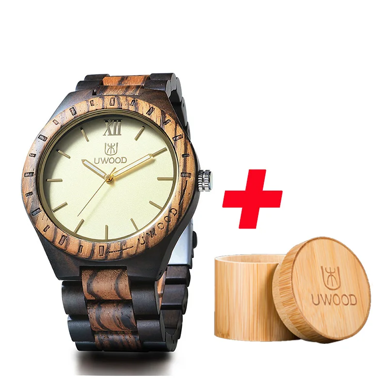 mix sandal wood UWOOD мужские деревянные часы сандалии в стиле ретро деревянные наручные часы светящиеся руки Деревянный мужской браслет часы Relogio Masculino подарок для мужчин - Цвет: mix sandal wood