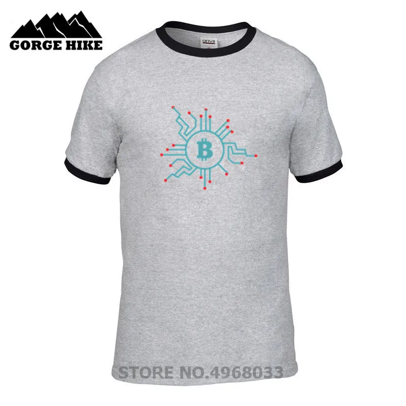 Биткоин BTC крипто логотип 3D печать мужская футболка с коротким рукавом 100% хлопок