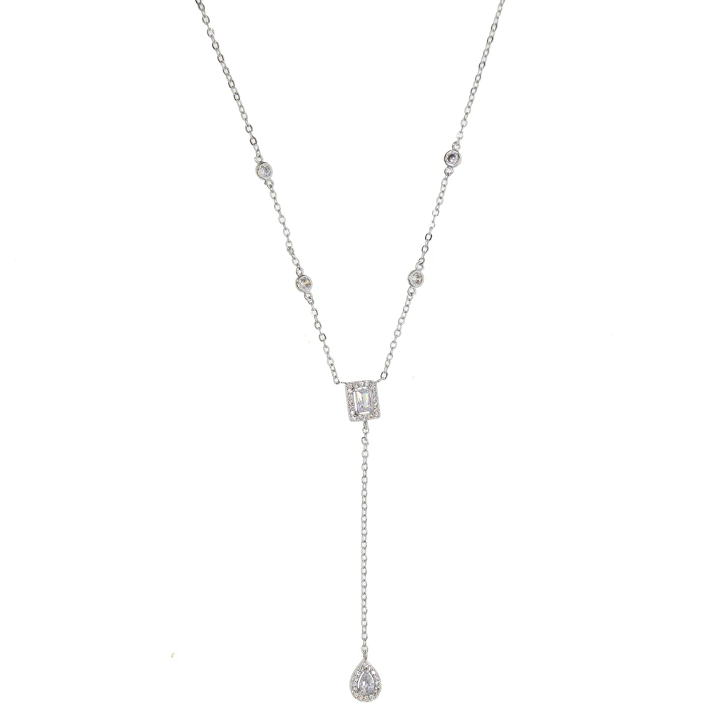 Лидер продаж новинка 2018 очаровательное шикарное длинное серебряное ожерелье Y lariat модные ожерелья для