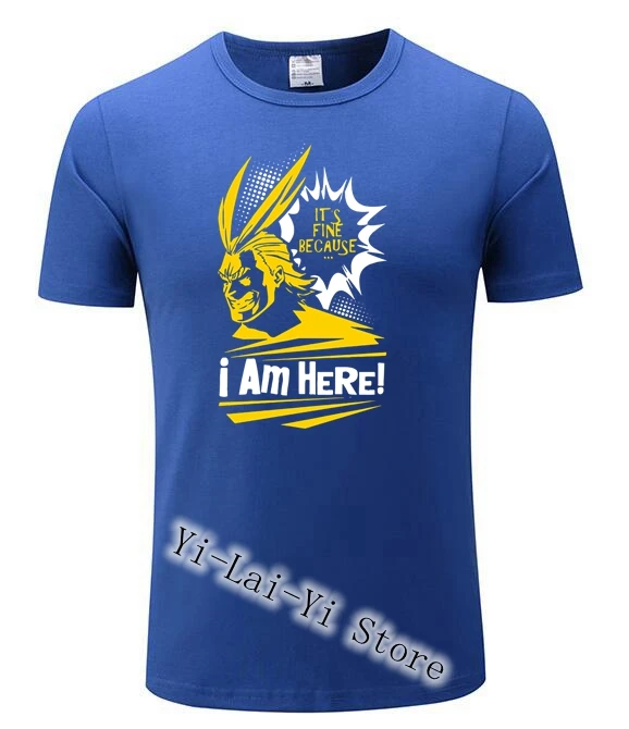 Я здесь! Мужская футболка с надписью My Hero Academy All Might 15 цветов футболки отличного