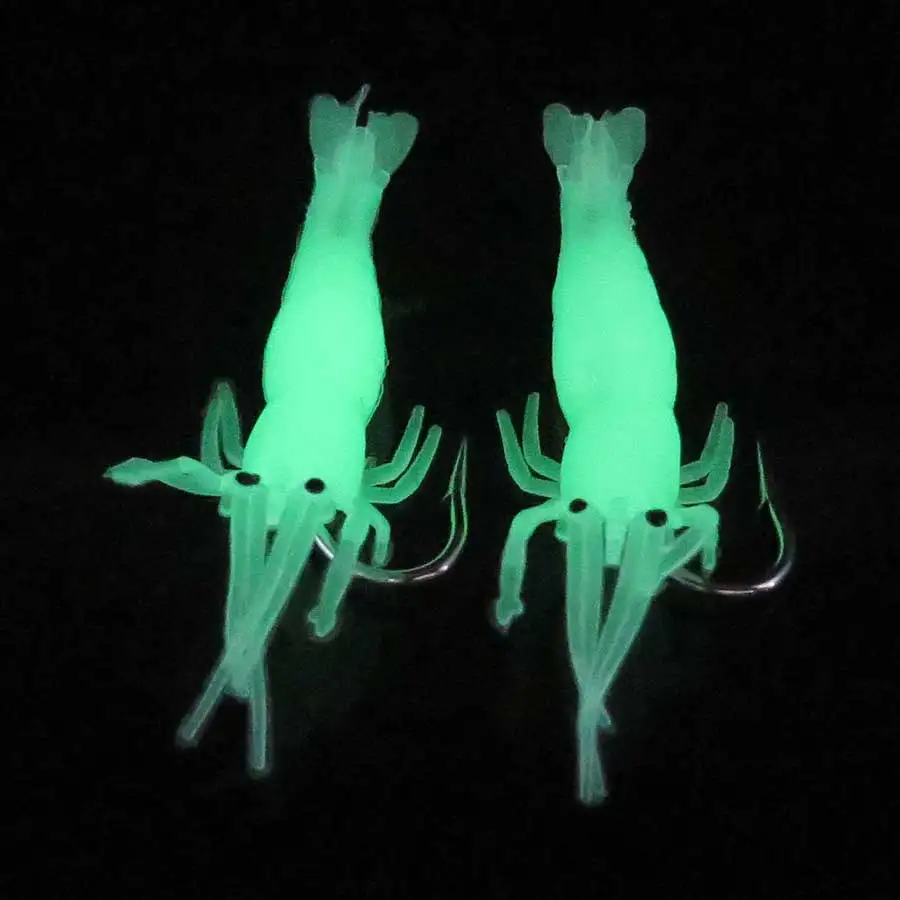 

10 шт., рыболовная приманка, светящаяся креветка, Мягкая приманка с очень острыми крючками, блесна, Мягкая приманка, червь, приманки, рыболовн...