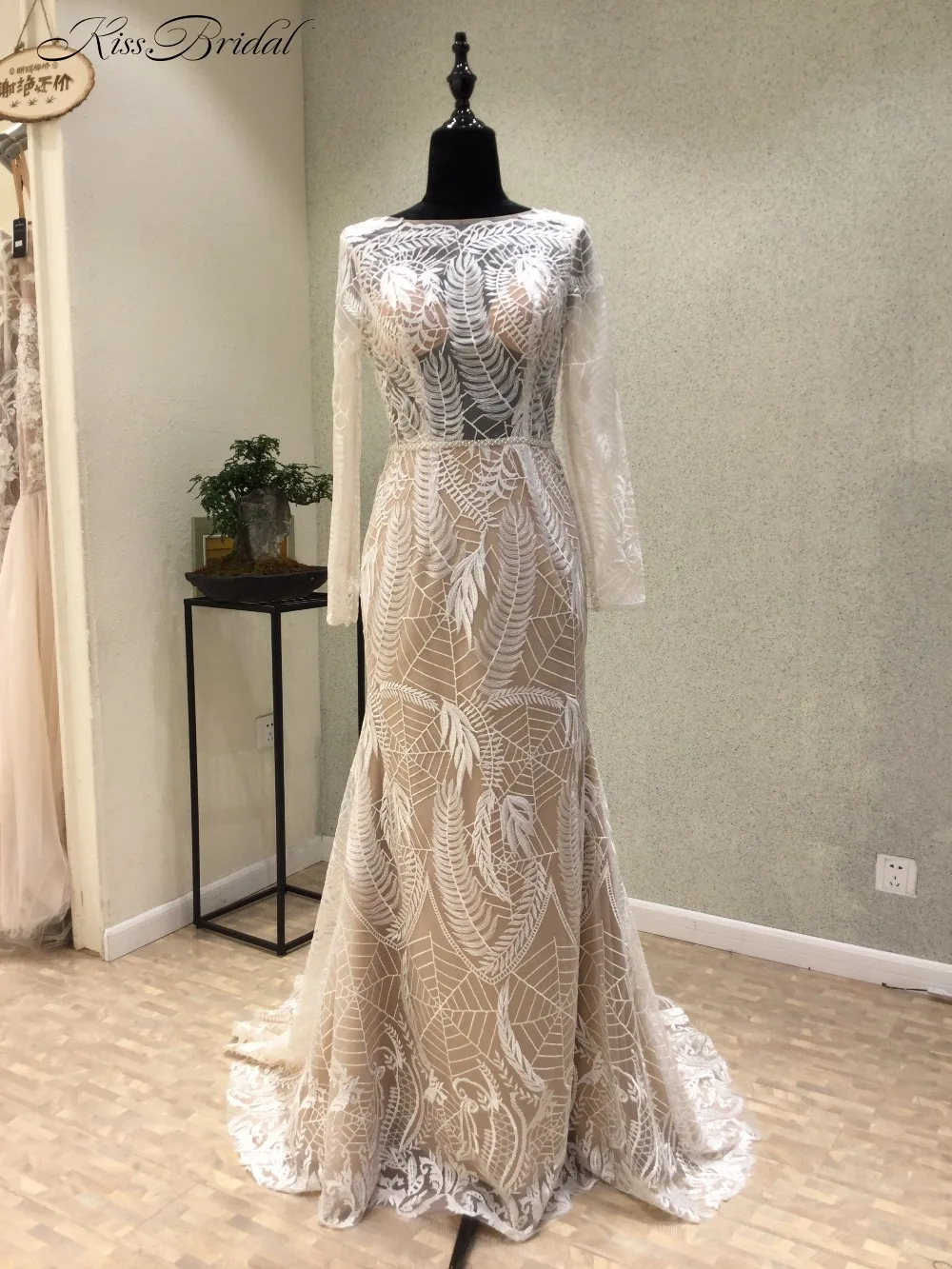 

Новое поступление, свадебные платья русалки 2020 с вырезом лодочкой и длинными рукавами, свадебные платья без спинки из фатина с аппликацией