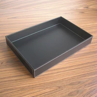 40x30 cm large rectangle wood black leather serving tray trays bandejas for tableware food fruit snacks sugars storage 294a