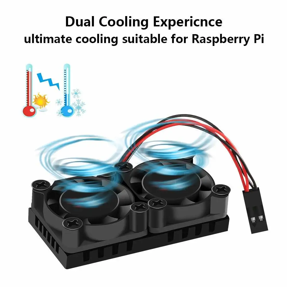 Охлаждающий вентилятор Raspberry Pi с теплопроводящей клейкой лентой и радиатором для