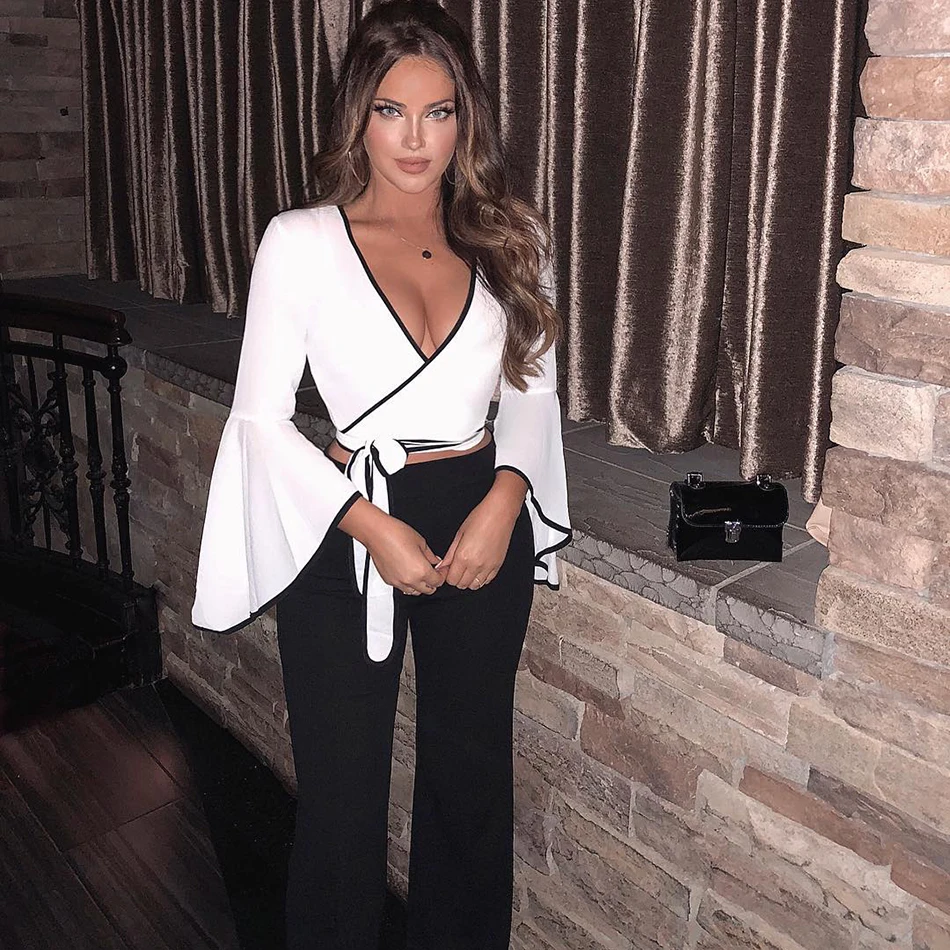 Hashupha зима 2019 Новое поступление женские комплекты модный бандажный Топ штаны