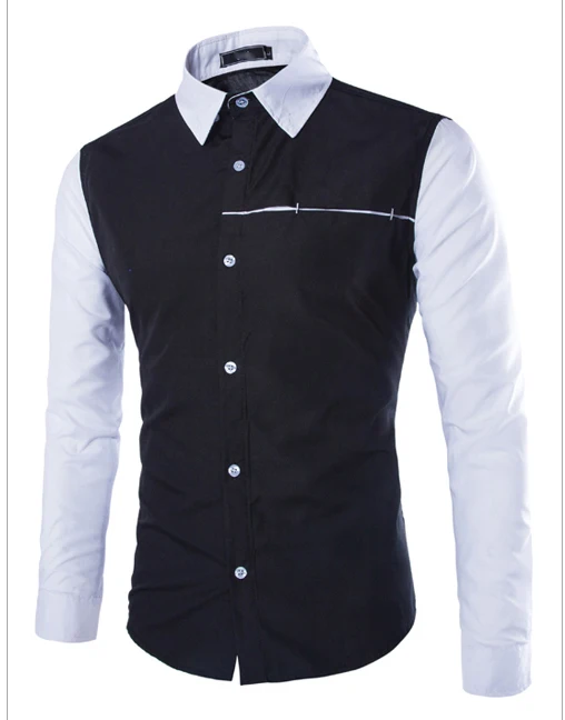 New Arrival! 2015 Autumn fashion hit color patchwork men's shirts Casual style long sleeved shirt Slim fit men 9169|shirt slim|shirts urbanshirt