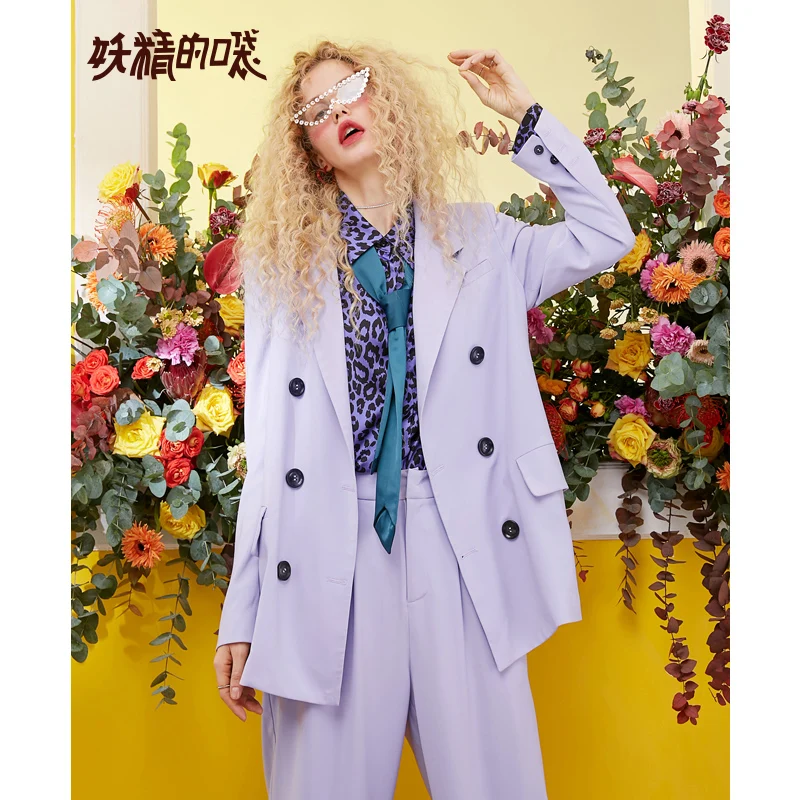 ELFSACK новинка повседневный Женский блейзер однотонный двубортный Блейзер женский