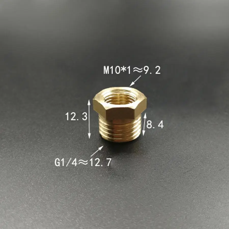 

M10x1mm Female Turn DN8 1/4" BSPP Male Brass Connection Bushing Adapter Reducer Pipe Fitting Coupler