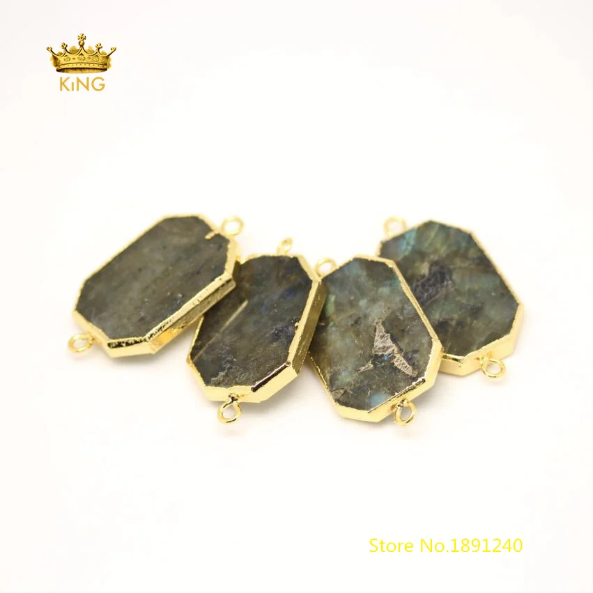 

5pcs Smooth Flash Labradorite Octagon Shape Connectors for Bracelet,Natural Labradorite Slab Slice Beads Charms Necklace GH76