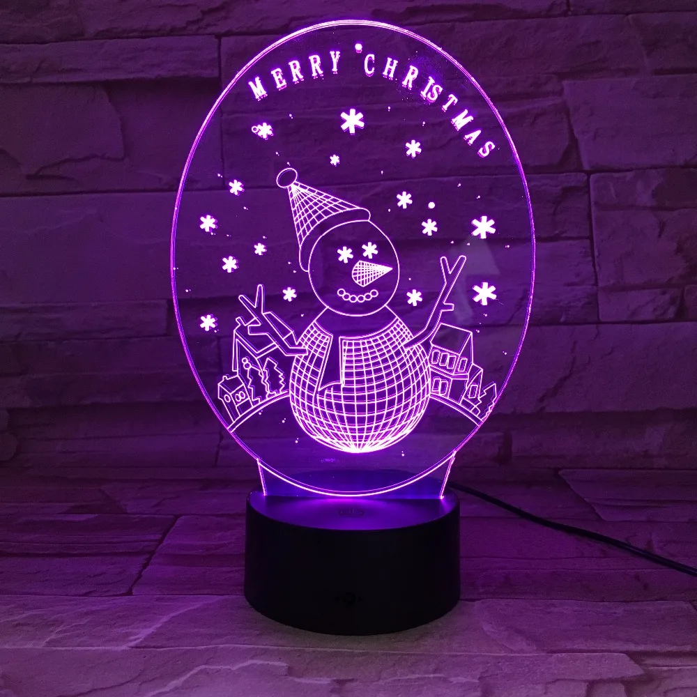 

Snowman 3D Unique Lighting Effects Optical Illusion LED Table Lamp Merry Christmas Decoracion 7 Colors Nightlight Holiday Gift