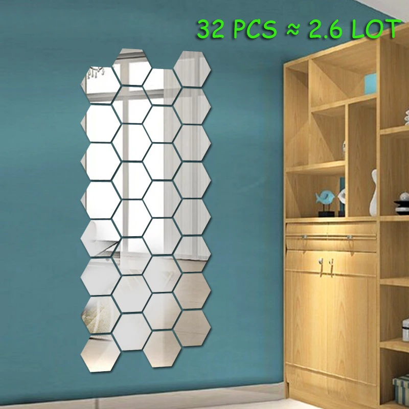 12 шт. 3D Шестигранная акриловая зеркальная Настенная Наклейка s DIY художественная настенная декоративная наклейка s домашний Декор Гостиная зеркальная декоративная наклейка