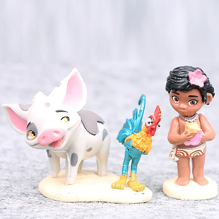 

6pcs/lot 6-12cm Moana Princess Maui Chief Tui Tala Heihei Pua Action Figure Brinquedo Toys For Children New Year birthday Gift