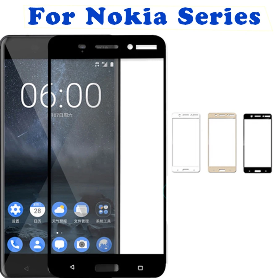 Полное покрытие стекло для nokia 6 8 Защита экрана закаленное от царапин защитная