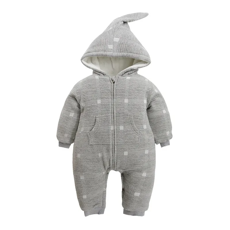 Baby Winter Thick Cashmere Rompers Baby Boys Baby Girls Thick Cotton Romper Kids Full Hooded Newborn Jumpsuit 2017