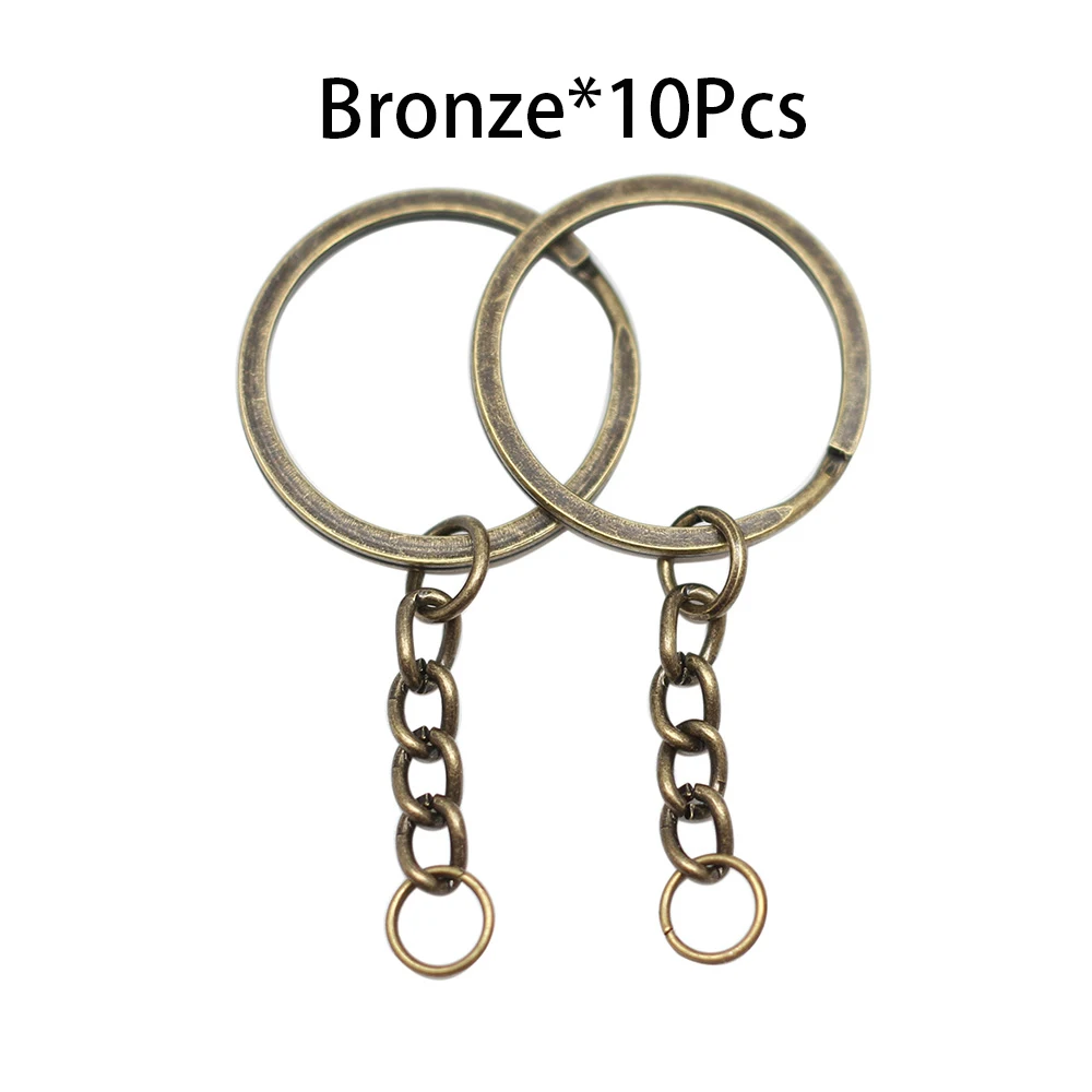 Bronze 10 шт./партия 30 мм брелок для ключей Золотой родий круглый раздельный брелок для ключей для женщин и мужчин DIY ювелирные изделия для изготовления цепочки для ключей, аксессуары - Цвет: Bronze