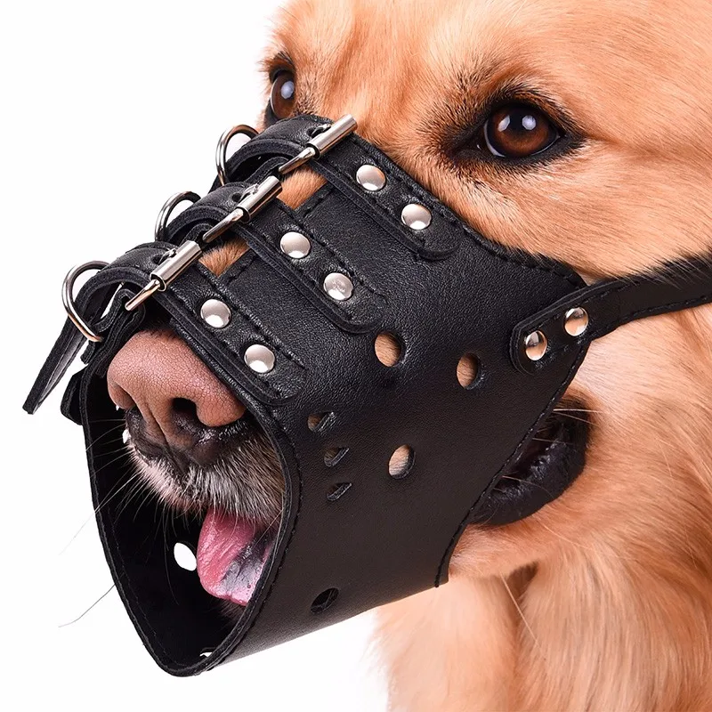 Горячая кожа Pet Dog Регулируемый защитный чехол маска Анти намордник против лая