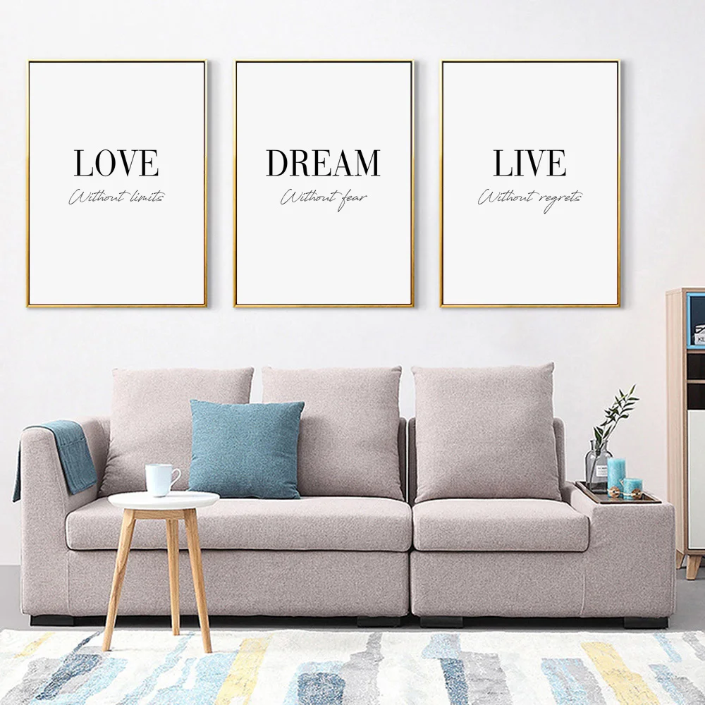 Dream Love Live Quotes минималистичные скандинавские постеры и принты в спальню настенная