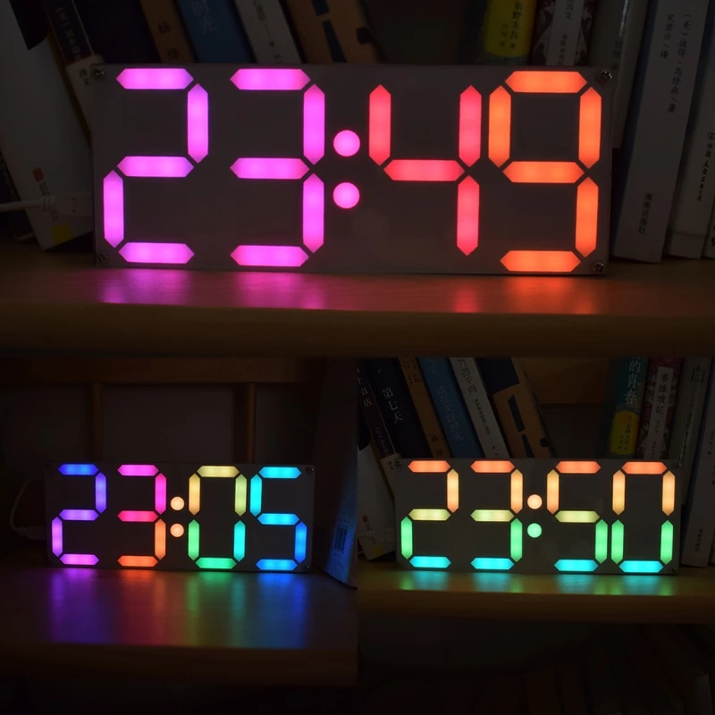 

Large Rainbow Color Digital Tube DS3231 Clock DIY Kit With Customizable Colors