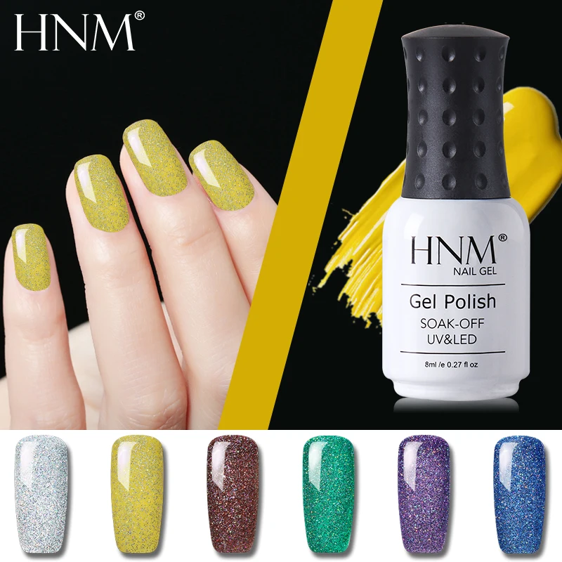 HNM Неон Bling УФ гель лак для ногтей 8 мл полу постоянный замочить от светодио дный
