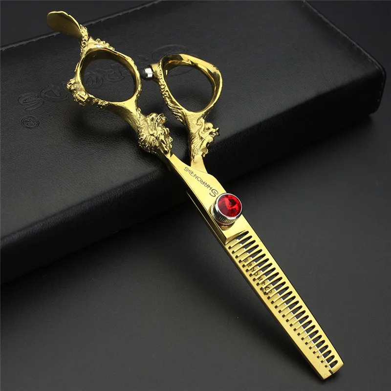 

Cool gold double faucet 6/5.5 inch professional cutting scissors and thinning scissors hairdresser special modeling tools