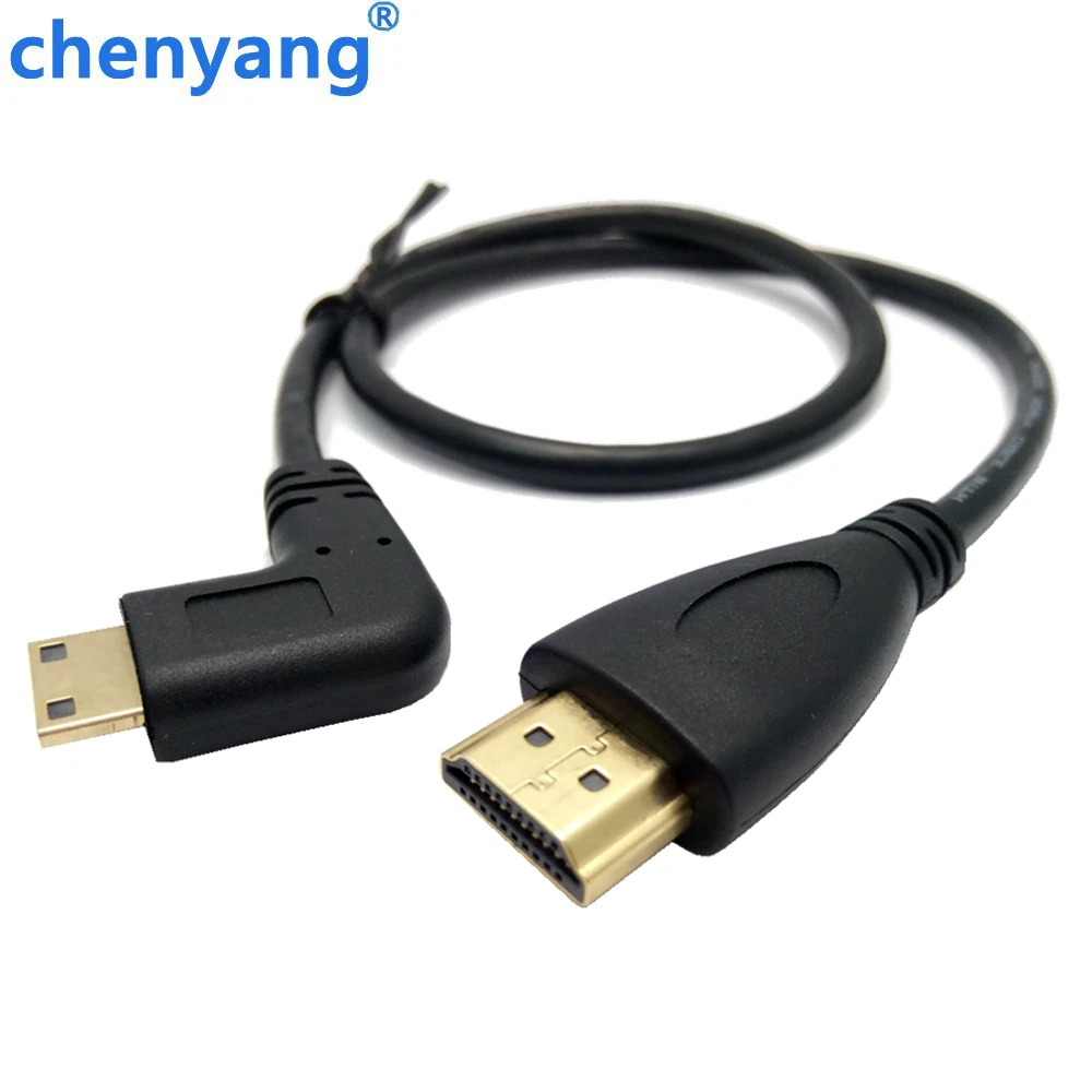 0,5 м угол 90 градусов мини HDMI к HDMI Мужской M/M Кабельный разъем V1.4 для цифровой зеркальной видеокамеры ЖК-монитор