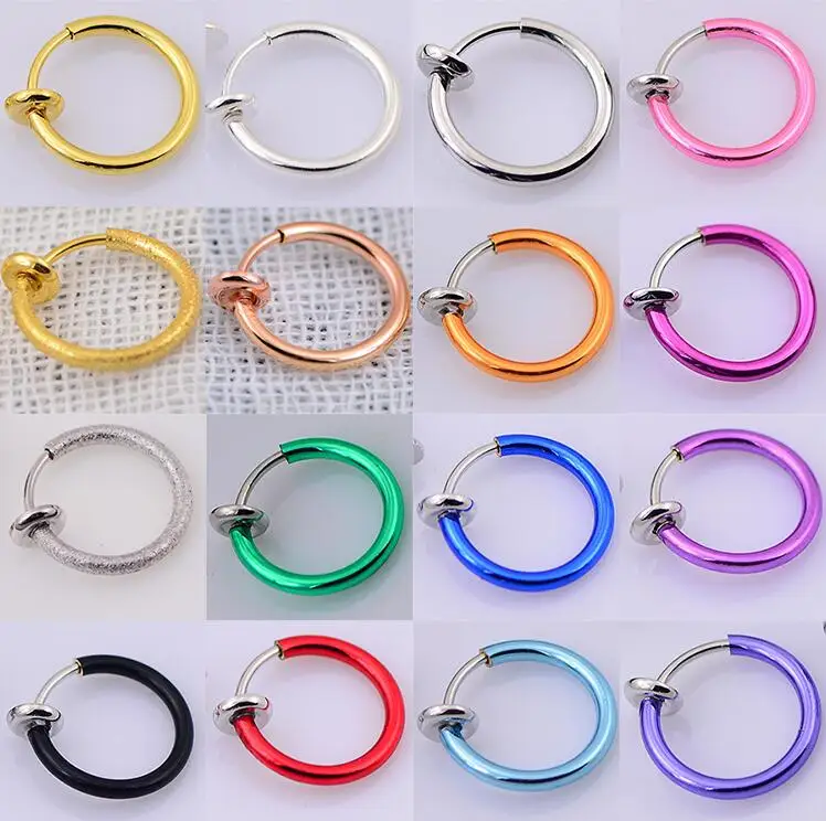 2 Pieces/lot Hoop Rings Fake Nose Ring Clip On Earrings Lip Tragus Helix Earring Body Piercing Jewelry | Украшения и аксессуары