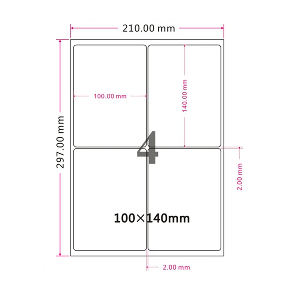 

6 size Glossy White Rouned Corner Square Self Adhesive Sticker Label Retail A4 Kraft Paper Printed Paper Fit for Laser Printer