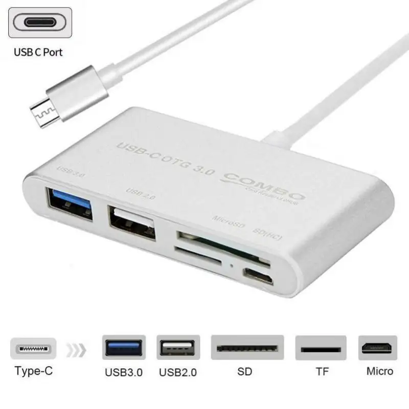 5in1 Type C OTG Card Reader USB 3.0 USB2.0 HUB TF SD Card Writer for MACBOOK Laptop Computer