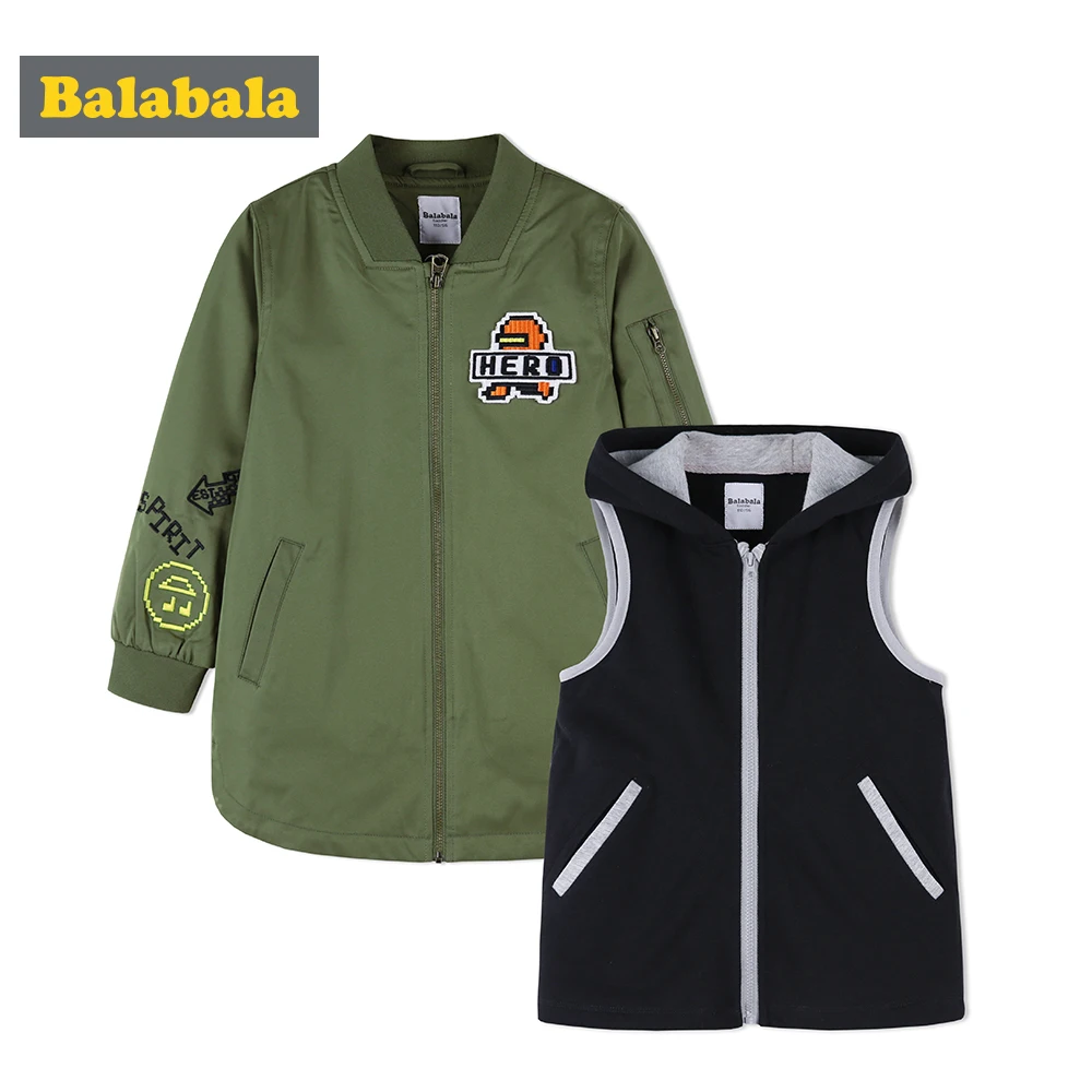 balabala Children Jacket For Boys Autumn 2018 New Clothing Casual Breathable Jackets Two-piece Detachable Coat Kids | Мать и ребенок