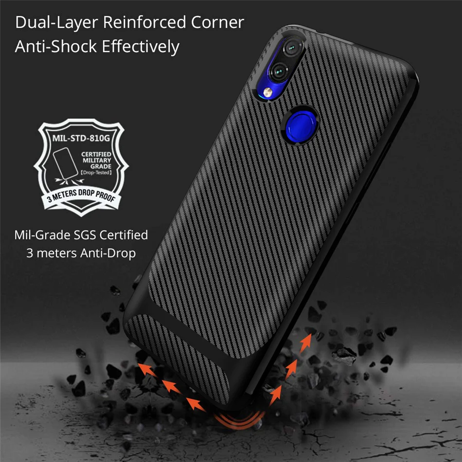 Чехол для Xiaomi Redmi Note 7 Тонкий силиконовый чехол из углеродного волокна Pro 7S Note7